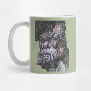 Eerie Forest Orc Head - Dark Fantasy Mixed Media Painting Mug